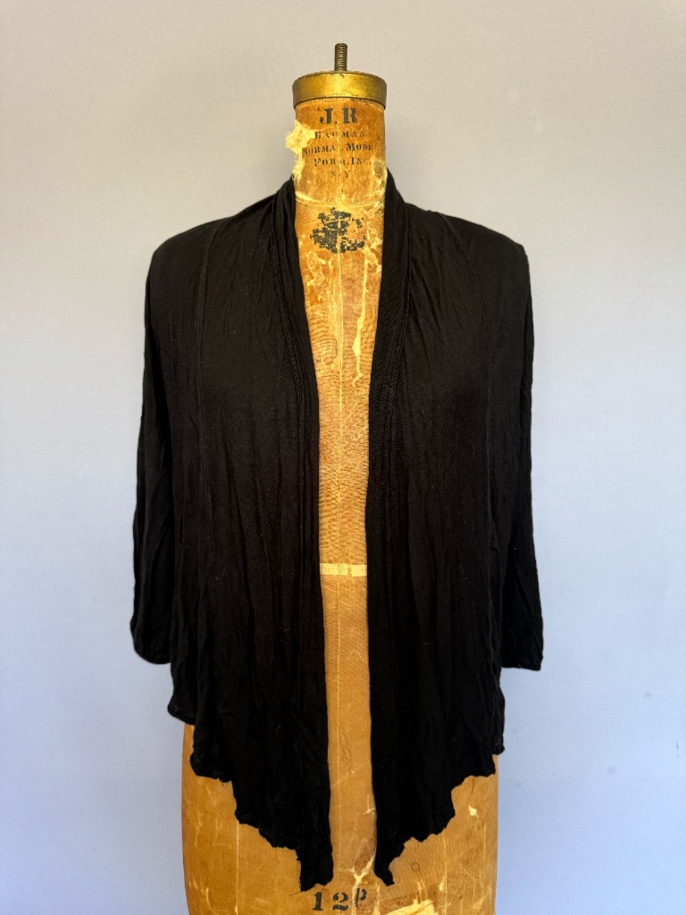 James Perse Draped Open-Front Cardigan — Black, Size 2